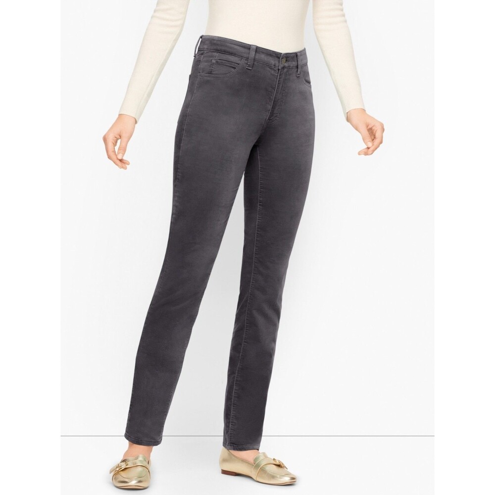 TALBOTS Velveteen Straight Leg Pants 18L Long Gray Velvet Full Length NWT B41